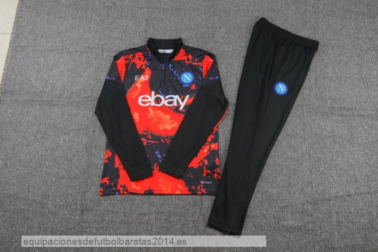 Nuevo Conjunto Completo Sudadera Entrenamiento Napoli 24/25 Naranja Negro Baratas